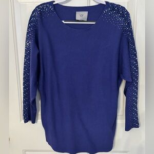 LIV Periwinkle Sweater with Rhinestone Accents XL